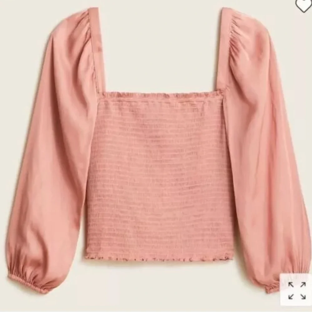 J. Crew Squareneck Smocked Featherweight Satin Cropped‎ Top in Pink size medium